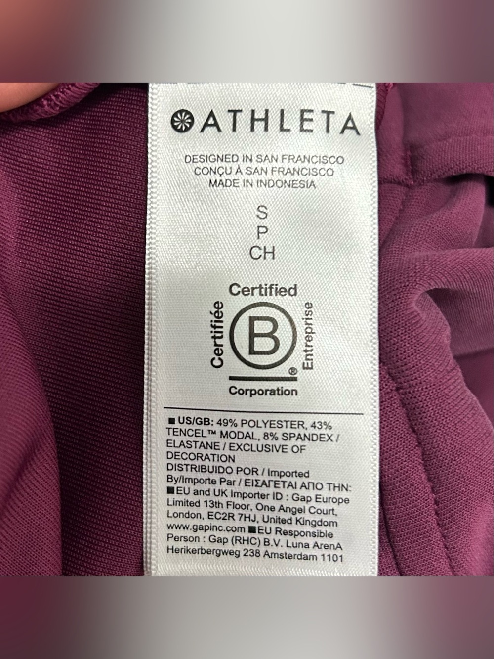 Athleta Seasoft Mid Rise Straight Pants Women’s Size S Wildberry Pull On Plush - Picture 10 of 10